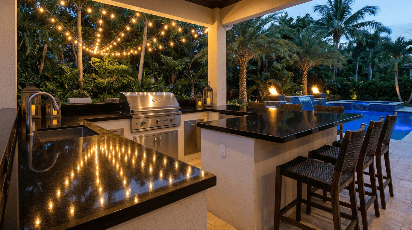 Absolute Black Outdoor Kitchen — Granite Outdoor in Highland Beach by Boca Marble